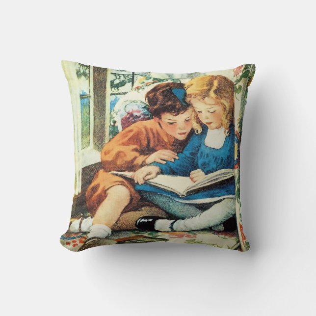 Coussin Joyeux Noël, beaux-arts de Jessie Willcox Smith (Recto)