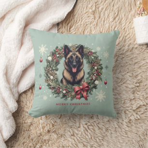 Coussin Joyeux Noël Belge Malinois Chien Noël Noël