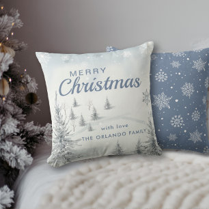 Coussin Joyeux Noël bleu hiver