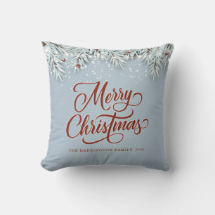 Coussin Joyeux Noël bleu rouge