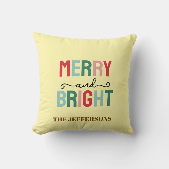 Coussin Joyeux Noël Bonne Année en famille (Recto)