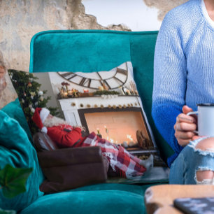 Coussin Joyeux Noël Chaleureuse et confortable cheminée Pè