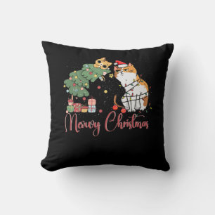 Coussin Joyeux Noël Chat Maman Santa Hat Meowy Noël