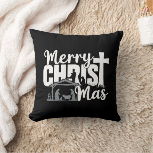 Coussin Joyeux Noël chrétien Christmas Jésus Famille