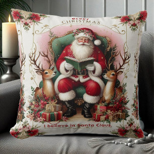 Coussin Joyeux Noël Citation Père Noël Lecture aux rennes
