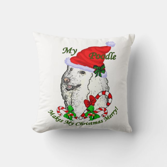 Coussin Joyeux Noël de caniche (Recto)