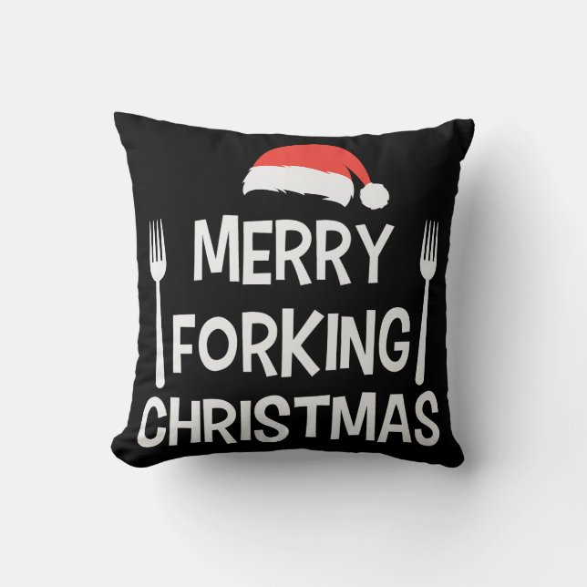 Coussin Joyeux Noël de la fourche (Recto)