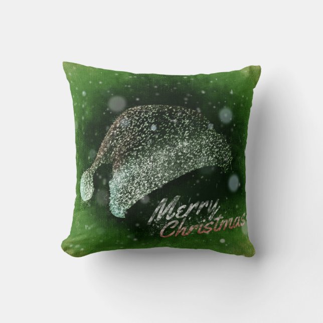 Coussin Joyeux Noël de parties scintillantes de casquette (Recto)