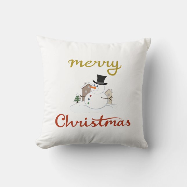 Coussin Joyeux Noël+Design Snowman (Recto)