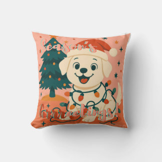 Coussin Joyeux Noël ! Drôle de chien de Père Noël