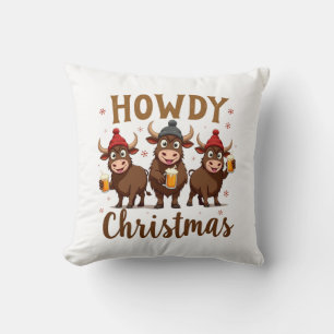 Coussin Joyeux Noël Drôle Vache Highland Xmas Amoureux des