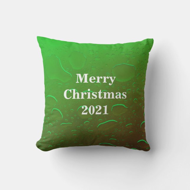 Coussin Joyeux Noël eau gouttes Neon Green White Ombre (Recto)