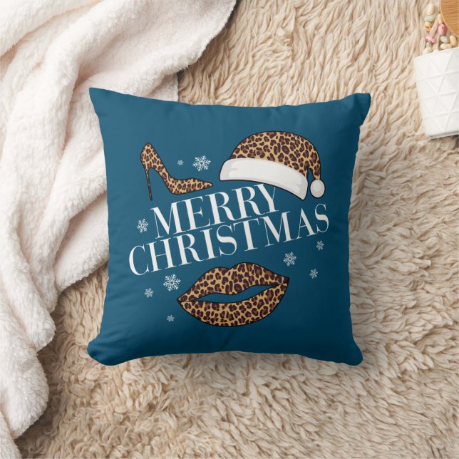 Coussin Joyeux Noël empreinte de léopard femmes (Couverture)