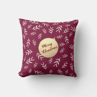 Coussin Joyeux Noël en or Script Rouge élégant