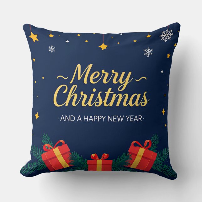 Coussin Joyeux Noël et bonne nouvelle année (Recto)