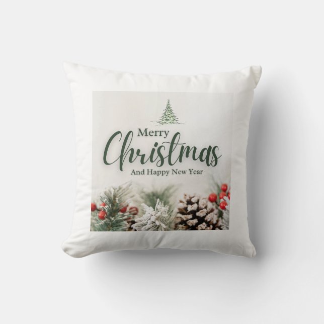 Coussin Joyeux Noël et Joyeux nouvel an Jeu d'oreiller (Recto)