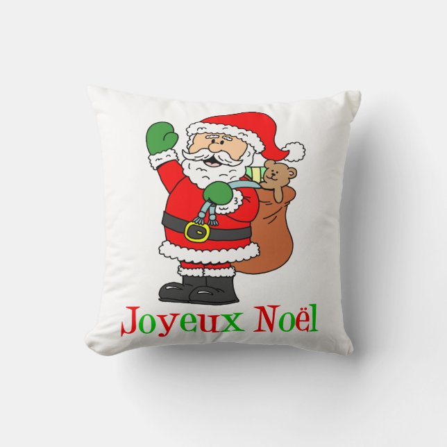 Coussin Joyeux Noel French Christmas Père Noël (Recto)