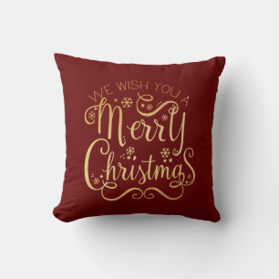 Coussin Joyeux Noël Gold Typographie Red Chic