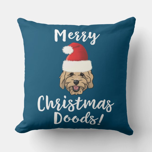Coussin Joyeux Noël Goldendoodle Funny Golden Doodle (Recto)