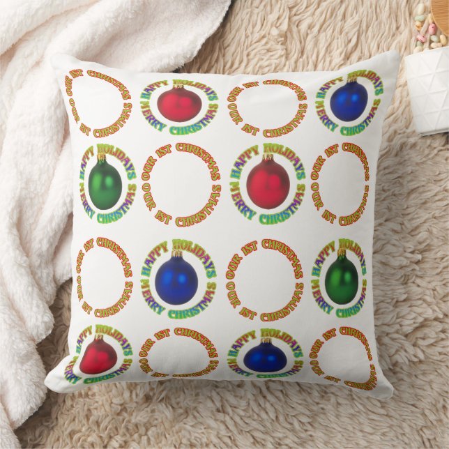 Coussin Joyeux Noël Joyeuses Joyeuses Vacances Nos Premier (Couverture)