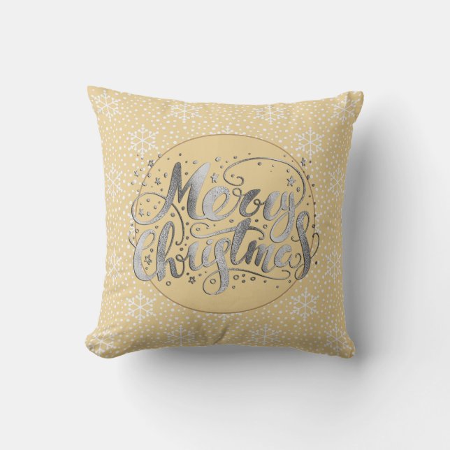 Coussin Joyeux Noël Joyeux Noël blanc Flammes de neige (Recto)