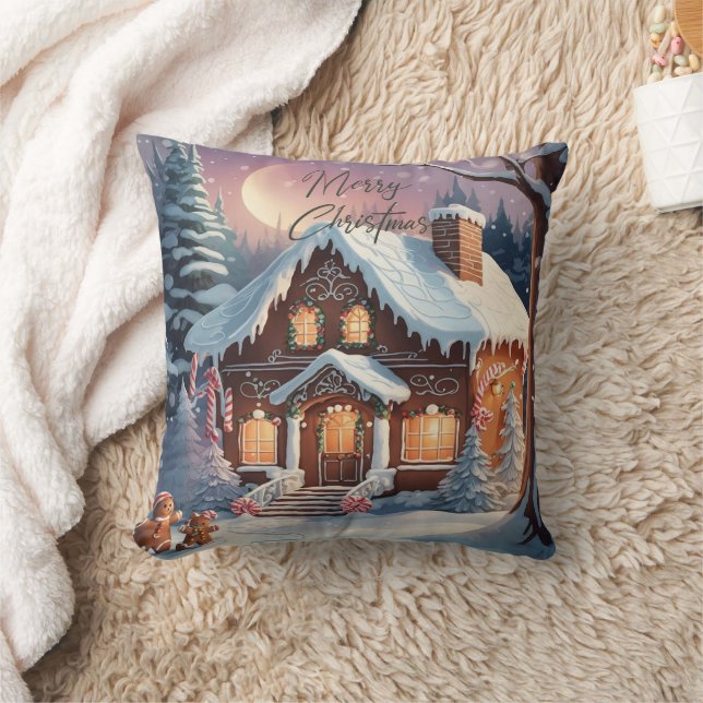 Coussin Joyeux Noël Maison en pain d'épices (Couverture)