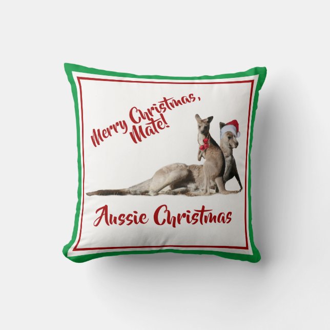 Coussin Joyeux Noël Mate Père Noël Kangaroos (Recto)