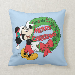 Coussin Joyeux Noël   Mickey Mouse Holiday Wreath