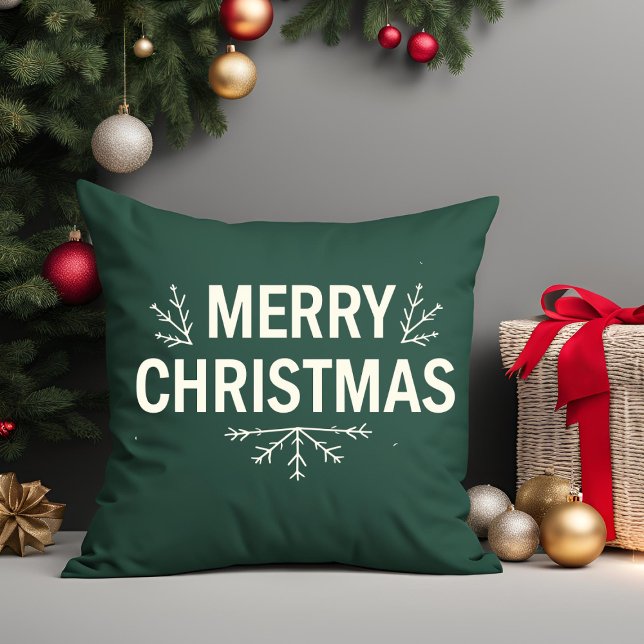 Coussin Joyeux Noël moderne famille de script vert (Créateur téléchargé)