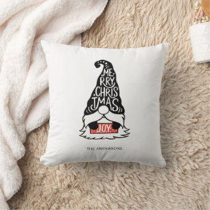 Coussin Joyeux Noël moderne Gnome Holiday