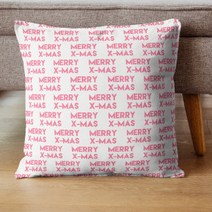 Coussin Joyeux Noël, Noël moderne de typographie de roses