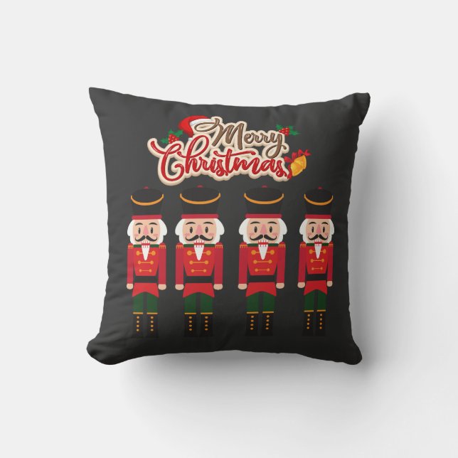 Coussin Joyeux Noël Nutcracker Festive Tee de vacances (Recto)
