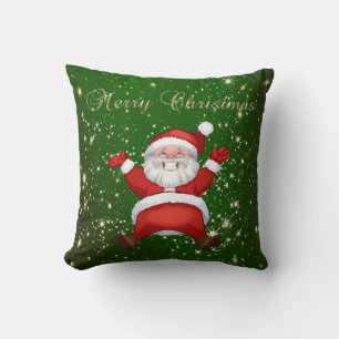 Coussin Joyeux Noël, Père Noël, Éperneaux, Vert