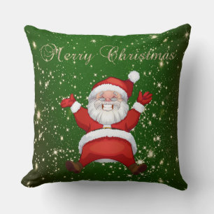 Coussin Joyeux Noël, Père Noël, Éperneaux, Vert