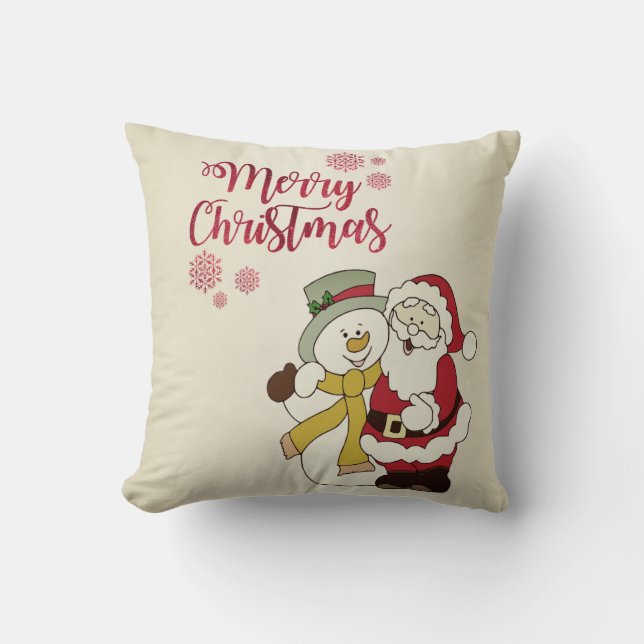 Coussin Joyeux Noël, Père Noël, Snowman (Recto)