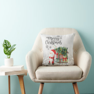Coussin Joyeux Noël, Père Noël, Sommeil, Présents