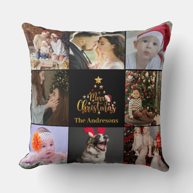 Coussin Joyeux Noël Photo Collage (Recto)