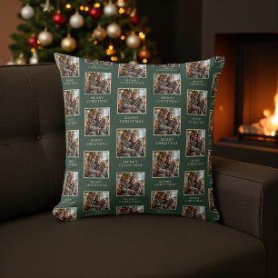 Coussin Joyeux Noël Photo Vert de Fêtes