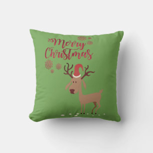 Coussin Joyeux Noël, Renne de Dessin Animé