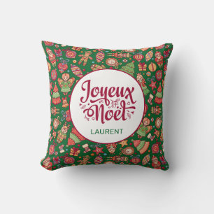 Coussin Joyeux Noel Retro Green