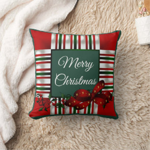 Coussin Joyeux Noël Rouge Vert Plaid