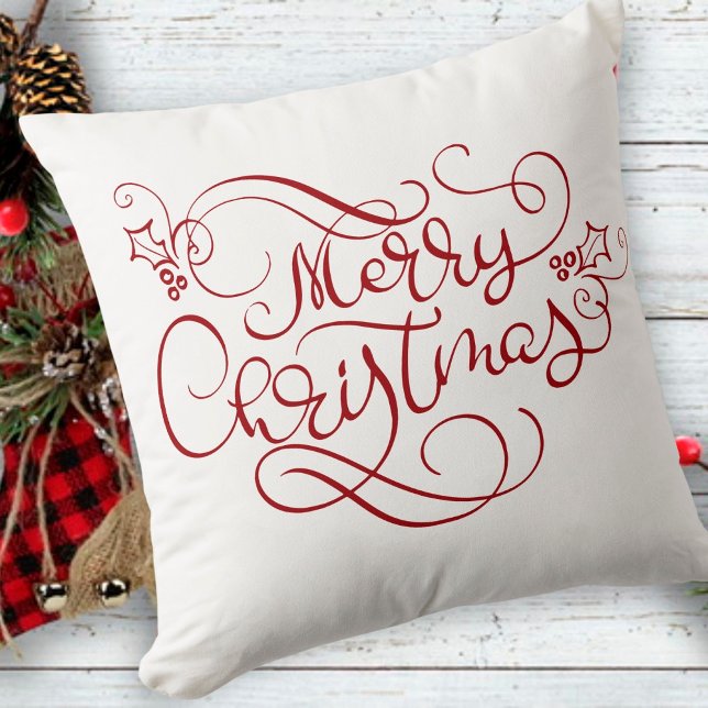 Coussin Joyeux Noël Typographie de script Votre couleur (Créateur téléchargé)