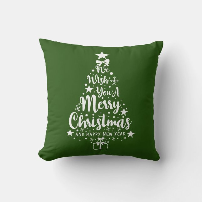 Coussin Joyeux Noël Vert Blanc (Recto)