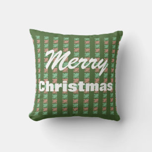 Coussin Joyeux Noël vintage À damiers vert