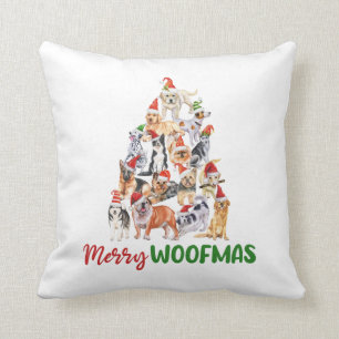 Coussin Joyeux Noël Woofmas Cadeau Amoureux de les chiens