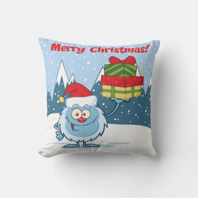 Coussin Joyeux Noël Yeti (Recto)