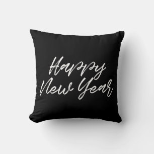 Coussin Joyeux Nouvel An police blanche moderne