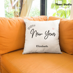 Coussin Joyeux Nouvel An Typographie minimaliste moderne