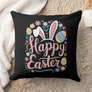 Coussin Joyeux oeufs de lapin de lapin de Pâques