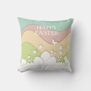 Coussin Joyeux Pâques, nature printanière vacances de Pâqu